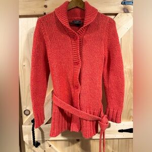 AMERICAN EAGLE Vintage Lambswool Button Cardigan with Tie Belt